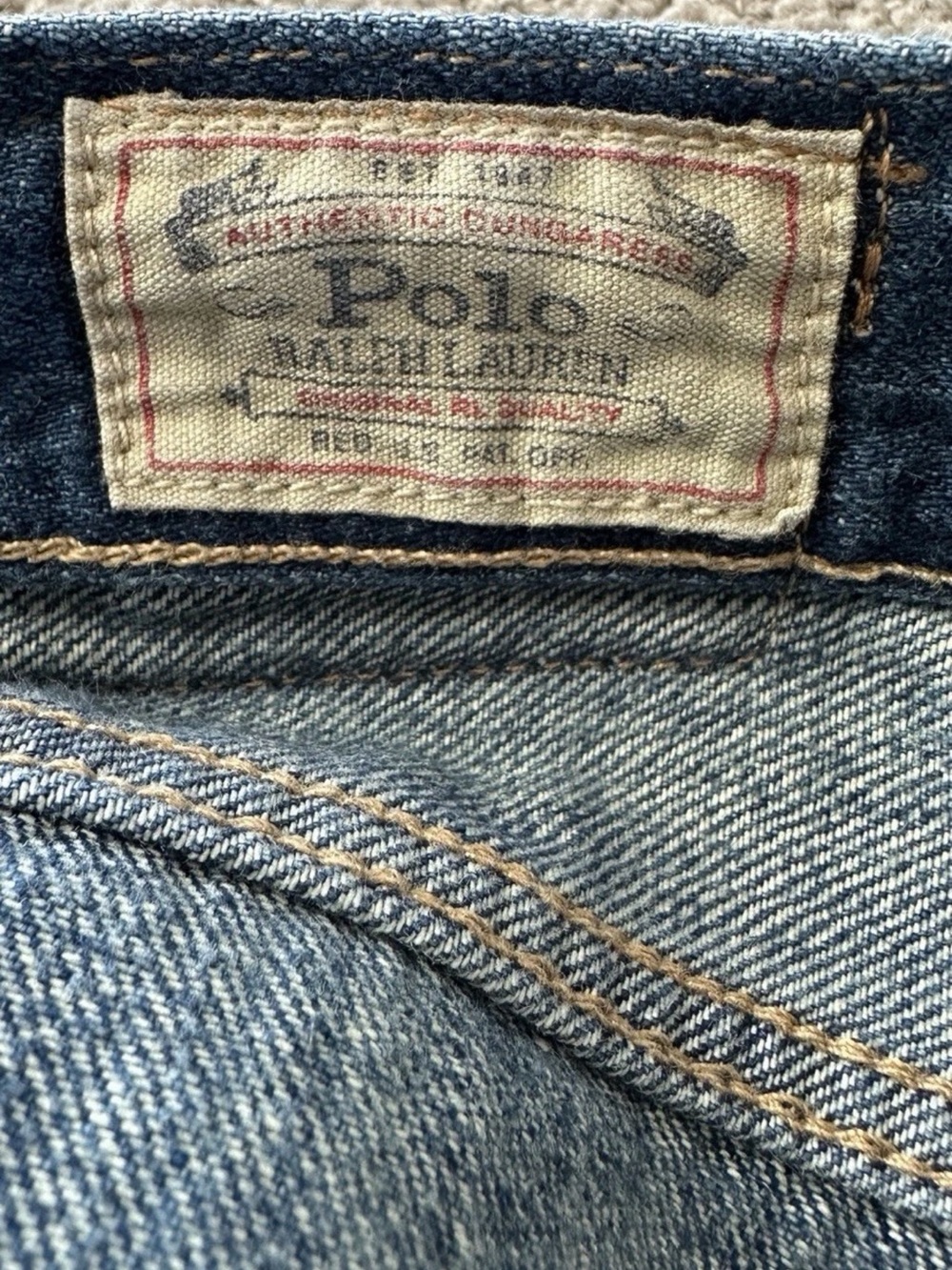 Polo by Ralph Lauren Blue Distressed Denim Shorts with Plaid Patches size 27 - Picture 10 of 10